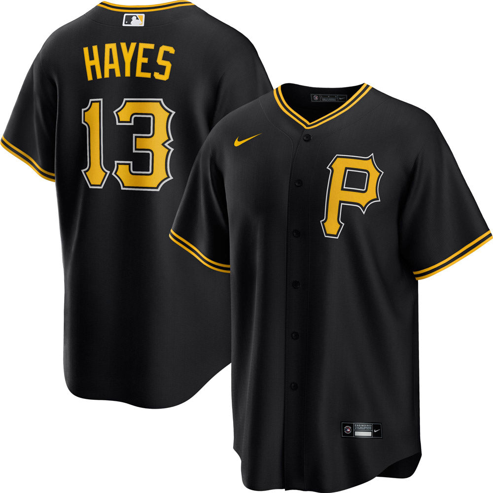Men's Pittsburgh Pirates Ke’Bryan Hayes Cool Base Replica Alternate Jersey - Black